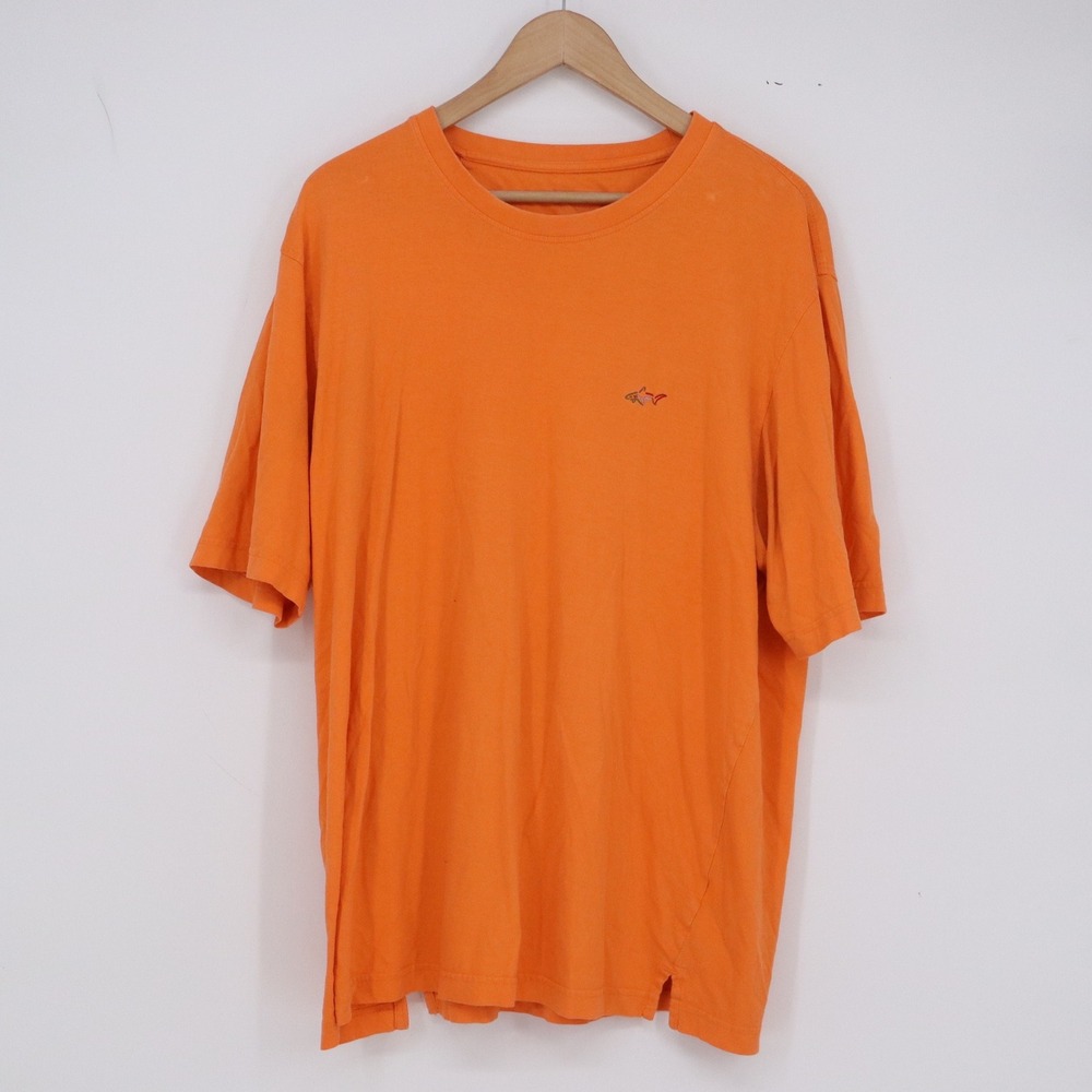 Greg Norman T-Shirt Mens XL Short Sleeve Orange Shark Logo Cotton Excellent